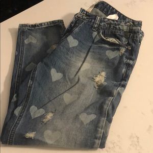 Beautiful never worn jeans with pretty hearts